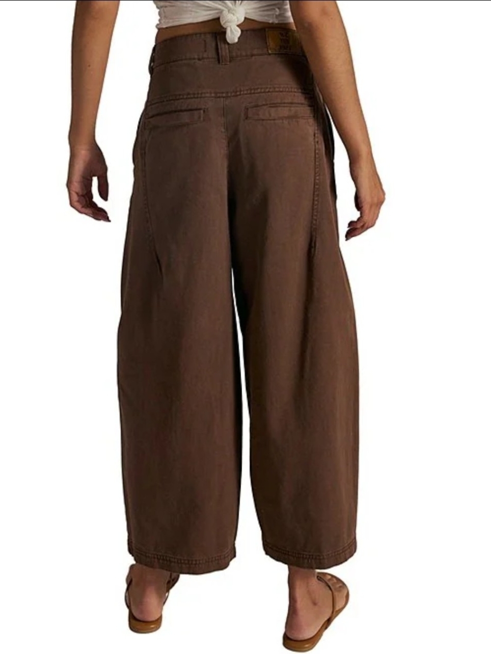 NWT Free People We The Free Laydown Chino Trousers Wide Leg Pants Brown 10 - Picture 4 of 9